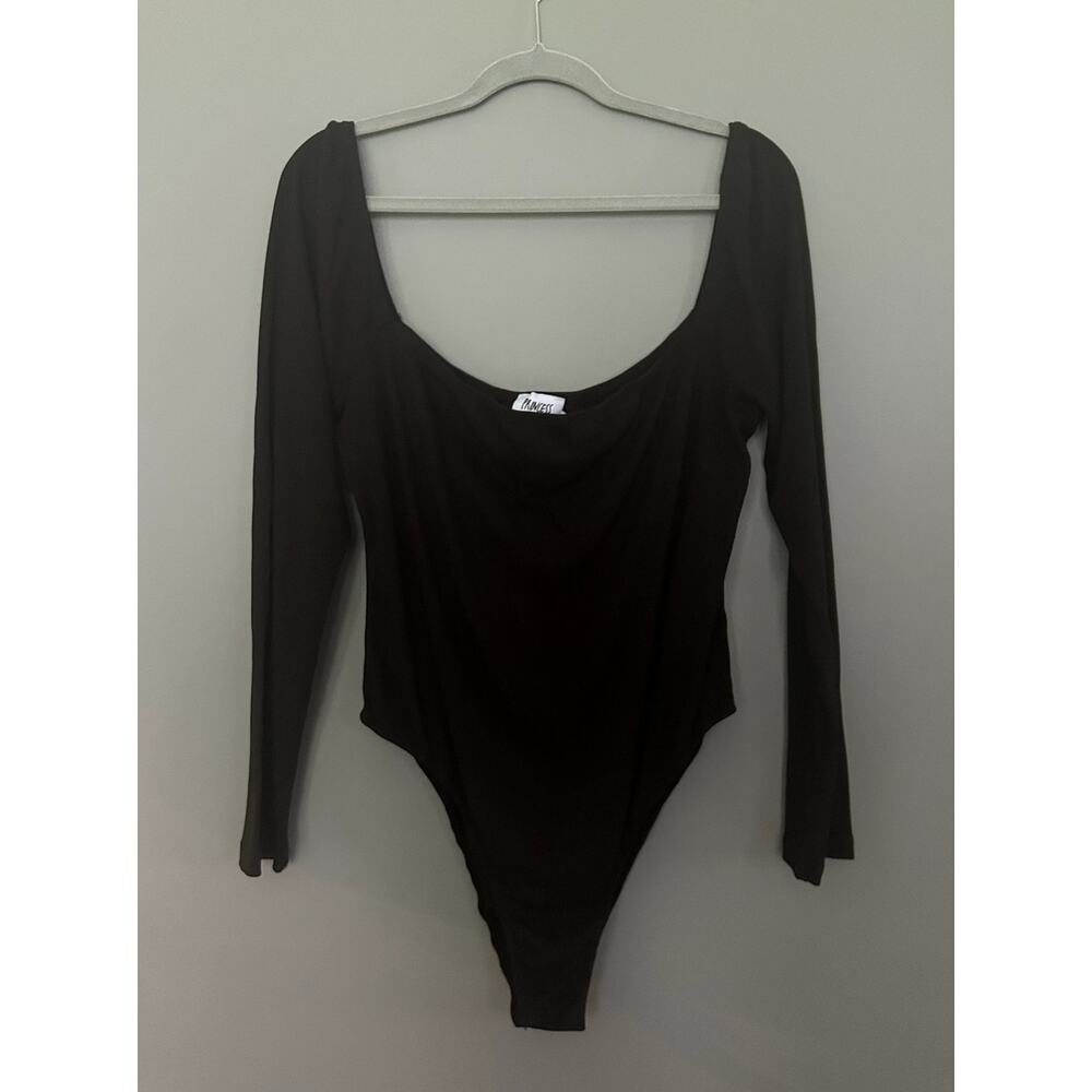 Princess Polly Women's Black Ribbed Long Sleeve Bodysuit - 18